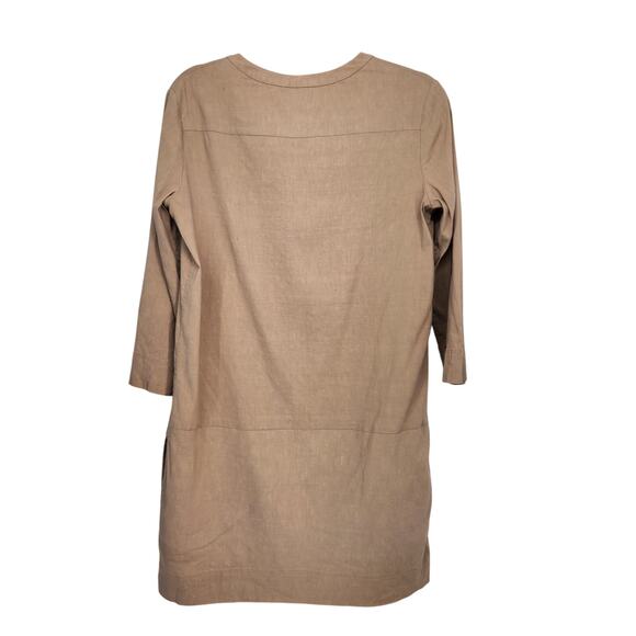 Theory | Helda Linen-Blend Tan Minimalist Tunic Mini Dress Women's 4 - Picture 9 of 9